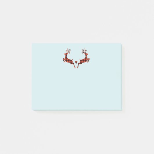 2 Weihnachten Hirsch Springen Rustikaler Stil Post-it Klebezettel (Vorderseite)