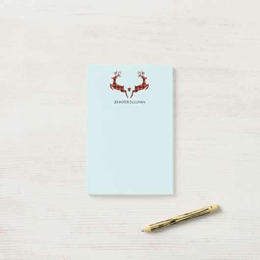 2 Weihnachten Hirsch Springen Rustikaler Stil Post-it Klebezettel (Auf Schreibtisch)