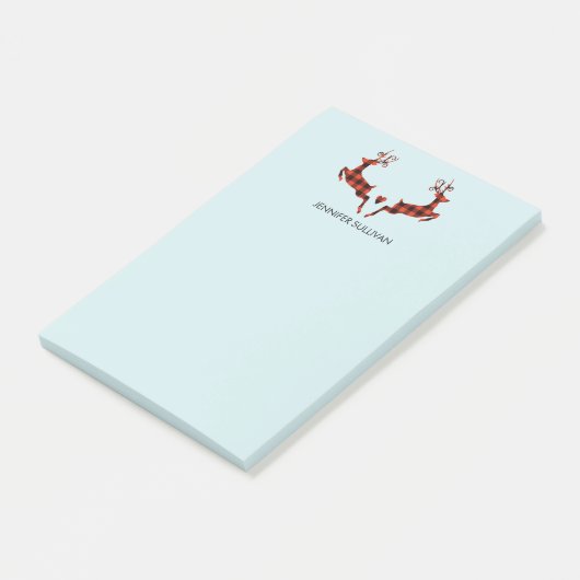 2 Weihnachten Hirsch Springen Rustikaler Stil Post-it Klebezettel (angewinkelt)