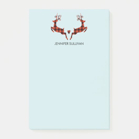 2 Weihnachten Hirsch Springen Rustikaler Stil Post-it Klebezettel (Vorderseite)