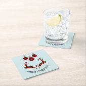 2 Weihnachten Hirsch Springen Rustikaler Stil Rechteckiger Pappuntersetzer (Vor Ort)