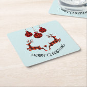 2 Weihnachten Hirsch Springen Rustikaler Stil Rechteckiger Pappuntersetzer (angewinkelt)