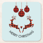 2 Weihnachten Hirsch Springen Rustikaler Stil Rechteckiger Pappuntersetzer (Vorderseite)