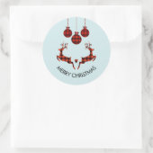 2 Weihnachten Hirsch Springen Rustikaler Stil Runder Aufkleber (Tasche)