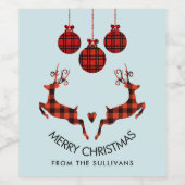 2 Weihnachten Hirsch Springen Rustikaler Stil Weinetikett (Einzelnes Label)