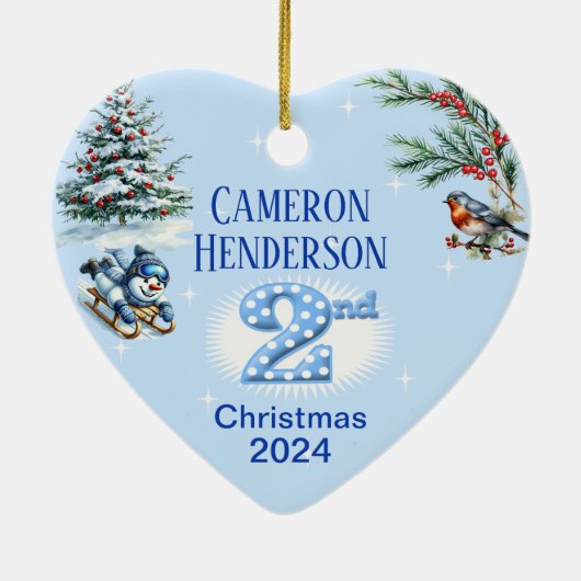 2. Weihnachts-Personalisiertes Foto Keramik Ornament (Hinten)