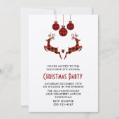 2 Weihnachts-Rentier Jumping Rustikales Party Einl Einladung (Vorderseite)