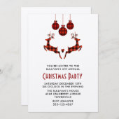 2 Weihnachts-Rentier Jumping Rustikales Party Einl Einladung (Vorne/Hinten)