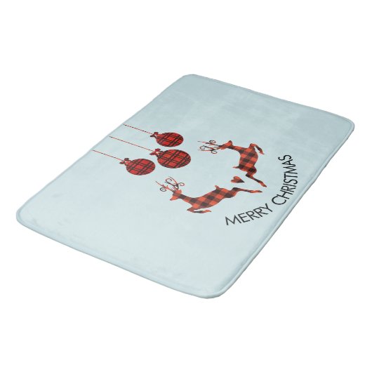 2 Weihnachtsbaum Jumping Rustikaler Jäger Badematte (Schrägansicht)
