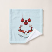 2 Weihnachtsbaum Jumping Rustikaler Jäger Badhandtuch Set (Waschlappen)