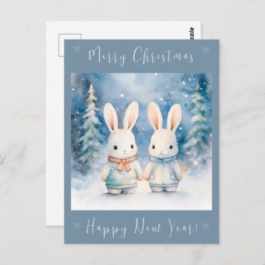 2 Weihnachtsbunnies Postkarte (Vorne/Hinten)