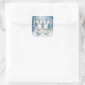 2 Weihnachtsbunnies Quadratischer Aufkleber (Tasche)