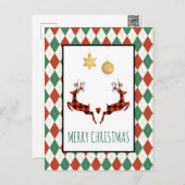 2 Weihnachtsfest Hirsch Jumping Rustikaler Style U Postkarte (Vorne/Hinten)