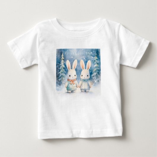 2 Weihnachtskaninchen Baby T-shirt (Vorderseite)