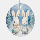 2 Weihnachtskaninchen Keramik Ornament (Links)