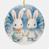 2 Weihnachtskaninchen Keramik Ornament (Hinten)