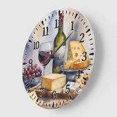 #2 Wein und Käse Große Wanduhr (Winkel)