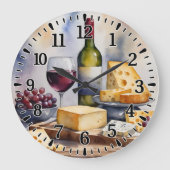 #2 Wein und Käse Große Wanduhr (Vorderseite)
