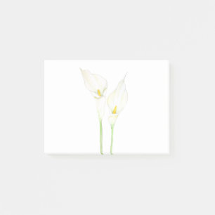 2 weiße Calla-Lilien-Aquarell Post-it Klebezettel