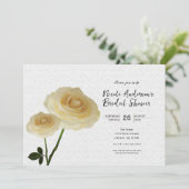 2 Weißgestrichene Rose Einladungen mit Brautdusche (Stehend Vorderseite)