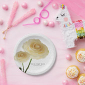 2 Weißgestrichene Rose Elegantes Brautparty Pappteller (Party)