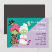 2 Wellness-Center Girls Beauty Makeover Party Einl Einladung (Vorne/Hinten)