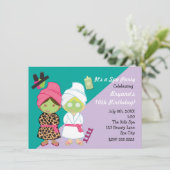 2 Wellness-Center Girls Beauty Makeover Party Einl Einladung (Stehend Vorderseite)