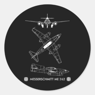 2. Weltkrieg: Deutsche Luftfahrzeuge Me 262 Kampff Runder Aufkleber