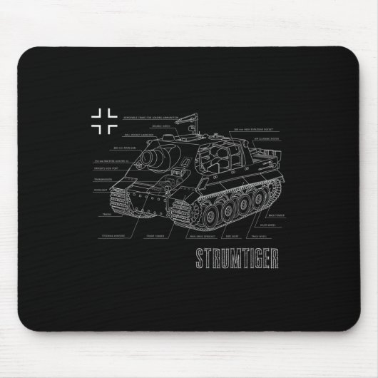 2. Weltkrieg Deutscher Tank Sturmtiger Blueprint Mousepad (Vorne)