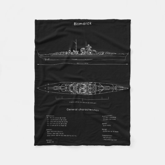 2. Weltkrieg Deutsches Bismarckschiff Modell WW2 S Fleecedecke (Vorderseite)