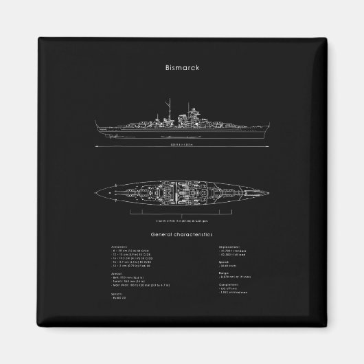 2. Weltkrieg Deutsches Bismarckschiff Modell WW2 S Magnet (Vorne)