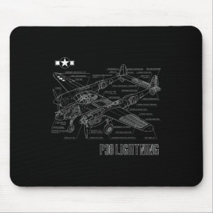 2. Weltkrieg P-38-Lightning Fighter Airplane Bluep Mousepad