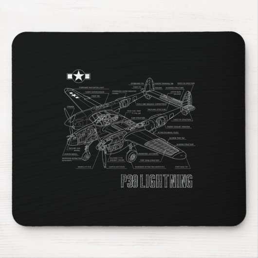 2. Weltkrieg P-38-Lightning Fighter Airplane Bluep Mousepad (Vorne)