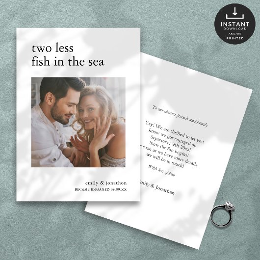 2 weniger Fische in Verlobung des Fotos Ankündigung