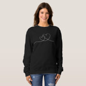 2 White Hearts Minimalist Aesthetic Continuous One Sweatshirt (Vorne ganz)