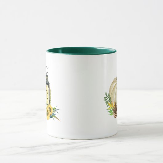 2 | White Pumpkin Lantern Fall Kaffeepause Tasse (Zentrum)