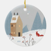 2 Wildnis - Hirsche Vögel - Antiquitätenfox Zuhaus Keramik Ornament (Hinten)