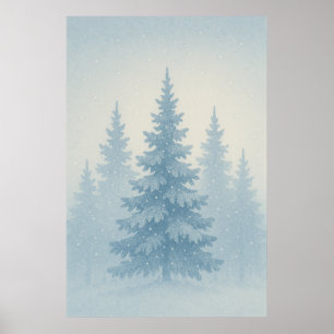 2. Winter, Mattierte Pinien, saisonale Printwerbun Poster