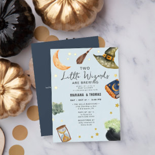 2 Wizards Brewing Twin Boys Halloween Baby Shower Folieneinladung