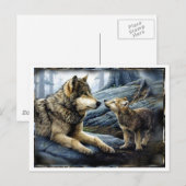 2 Wölfe Postkarte (Vorne/Hinten)