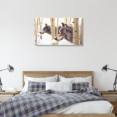 2 Wölfe unter Aspenbäumen, Acrylmalerei Leinwanddruck (Insitu (Schlafzimmer))