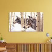 2 Wölfe unter Aspenbäumen, Acrylmalerei Leinwanddruck (Insitu (Wohnzimmer))