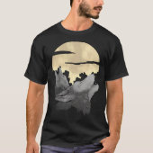2 wolves howl the moon at night T-Shirt (Vorderseite)