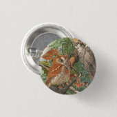 2 wütende Vintage Eule in einem Baum Button (Vorne & Hinten)