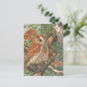 2 wütende Vintage Eule in einem Baum Postkarte (Stehend Vorderseite)