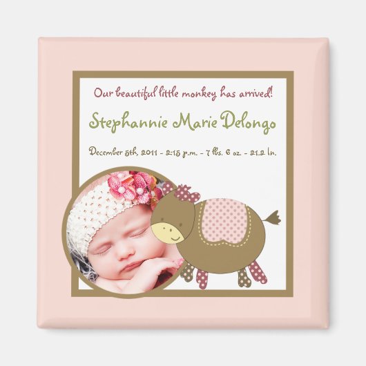 2"x2" Ankündigung Magnet Abbys Farm Pink Girly (Vorne)