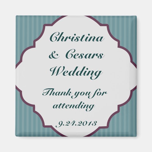 2"x2" Ankündigung Magnet Aquamarin Blue Damask Str (Vorne)