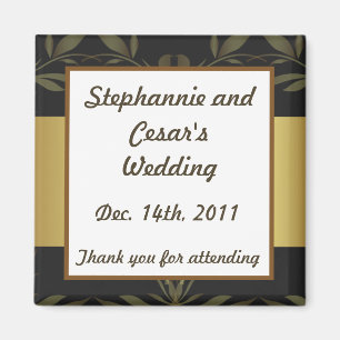 2"x2" Ankündigung Magnet Gold und Black Damask