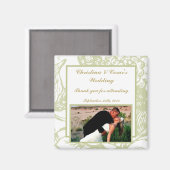 2"x2" Ankündigung Magnet Green Gerbera Daisy Flow (Vorderseite/Rückseite)