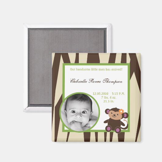 2"x2" Ankündigung Magnet Jacana Lila Tiere (Vorderseite/Rückseite)